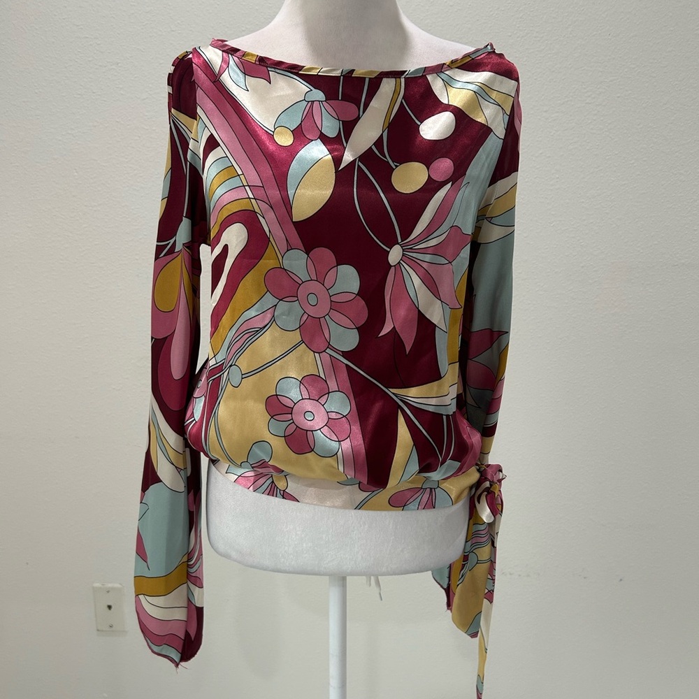 Flamingo Floral Print Women's Top - Multicolor, Size L